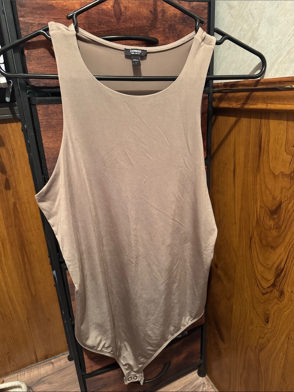 Express Neutral Taupe Scoop-Neck Bodysuit